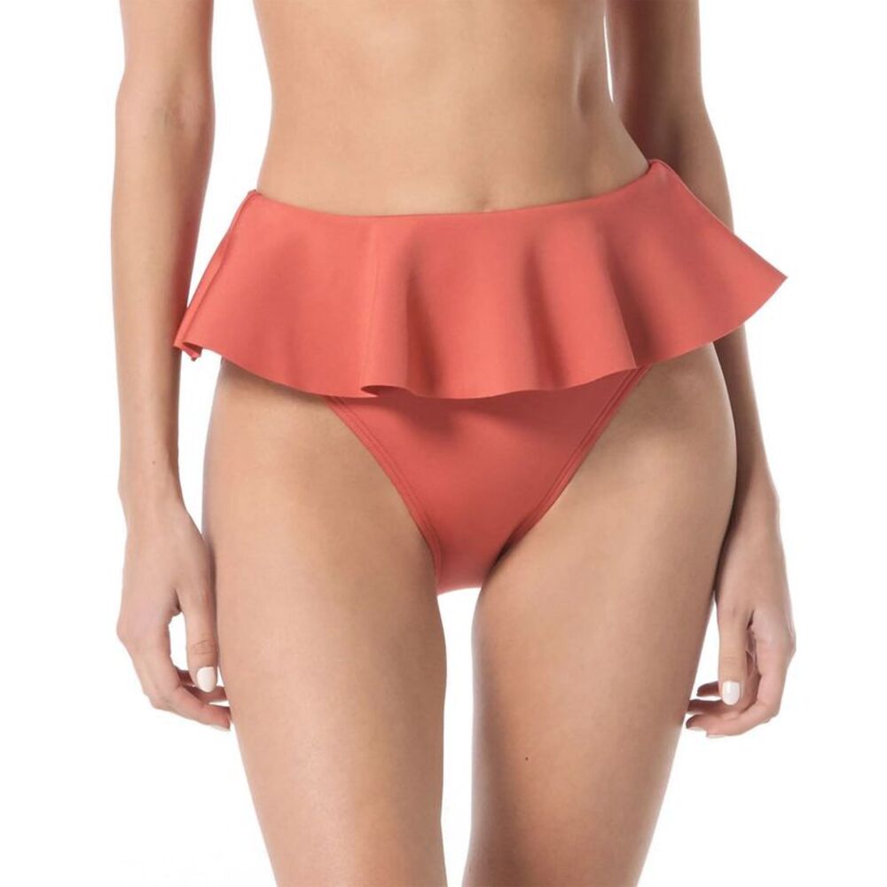 Vince Camuto Womens Skirted High-Leg Bikini Bottom Medium Cinnabar - NWT $74